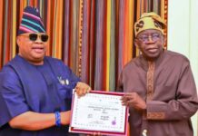 Gov Adeleke visits Tonubu, presents certificate of return
